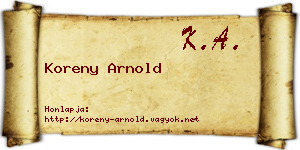 Koreny Arnold névjegykártya